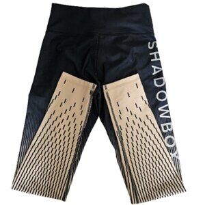 Black/Gray/Cream Leggings XS -SHADOWBOX Logo on side